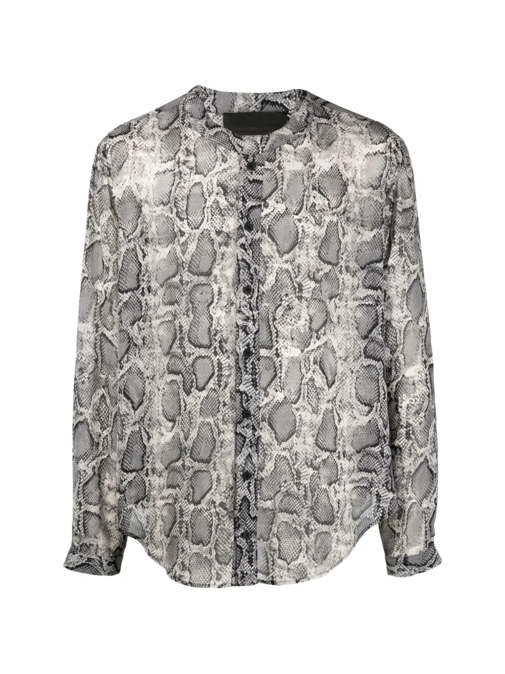 Tessitura snake-print mandarin-collar shirt