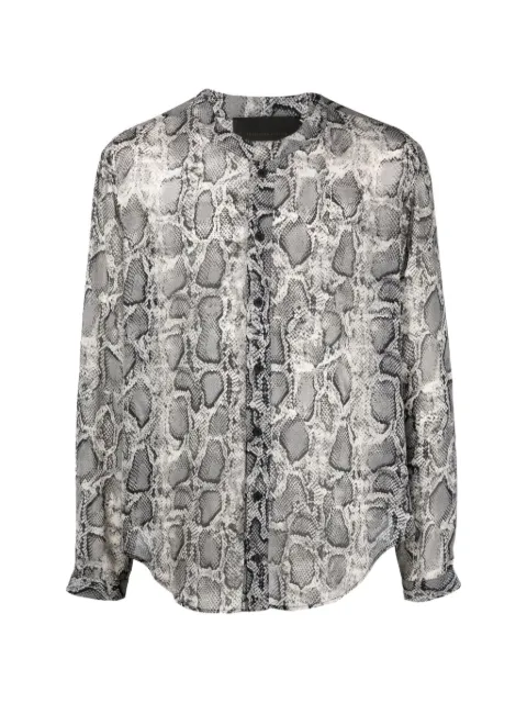 Tessitura snake-print mandarin-collar shirt