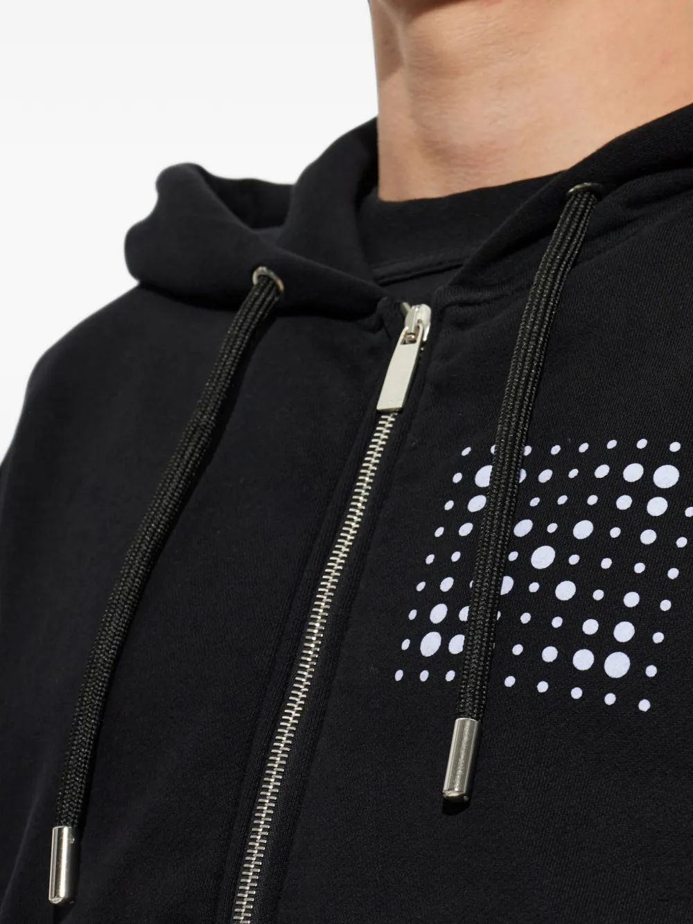 Off-White logo-print zip-up hoodie Zwart
