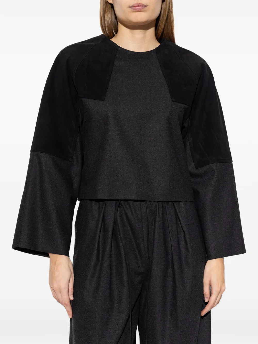 Max Mara Wollen flanellen blouse donkergrijs