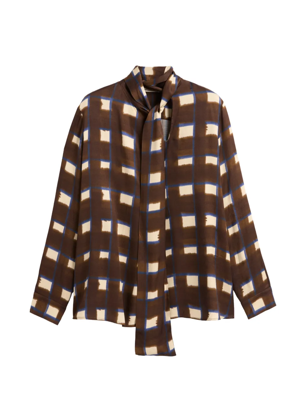 slowear blouse à liens à nouer façon foulard et motif géométrique - Marron