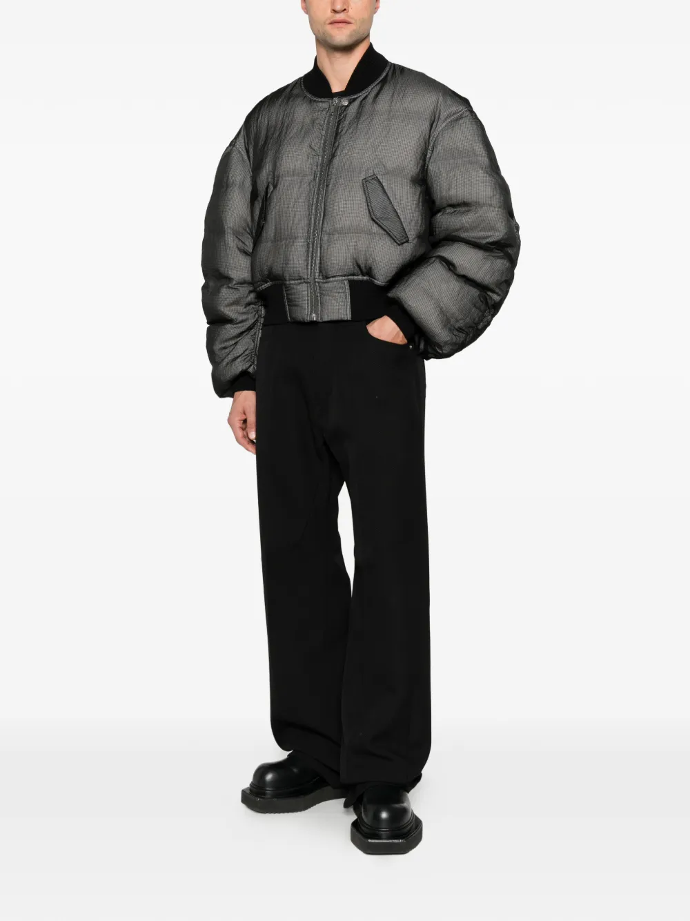 Rick Owens quilted ripstop bomber jacket Grijs