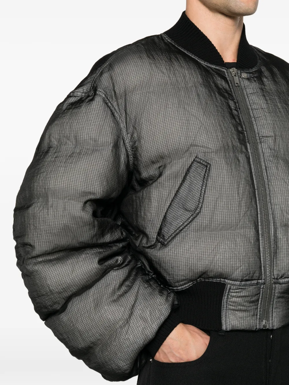 Rick Owens quilted ripstop bomber jacket Grijs