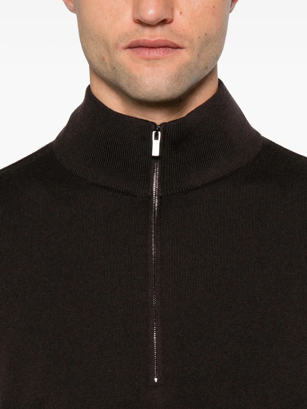 Filippo De Laurentiis quarter-zip wool sweater Bruin