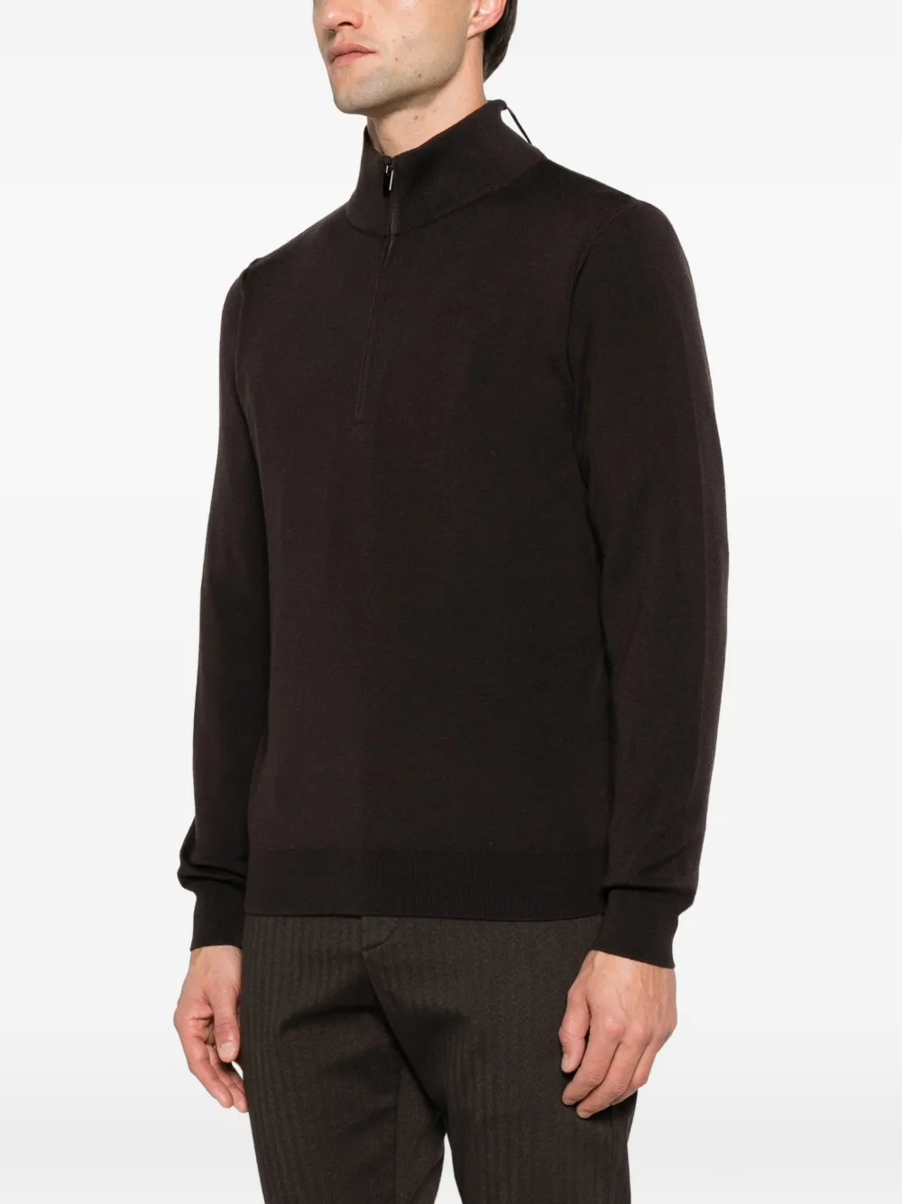 Filippo De Laurentiis quarter-zip wool sweater Bruin
