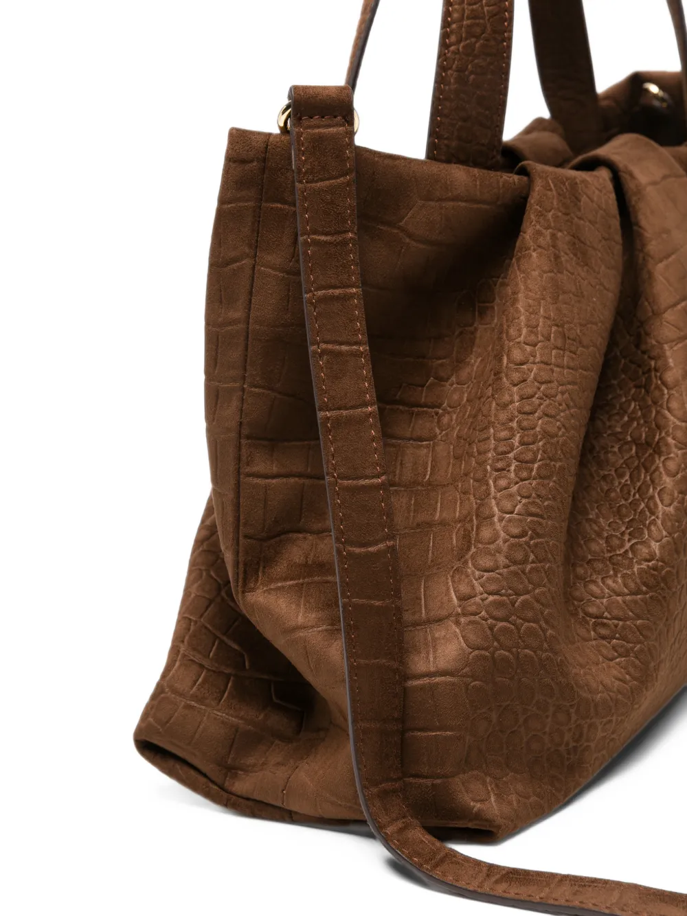 Themoirè Athena croc-effect shoulder bag Bruin