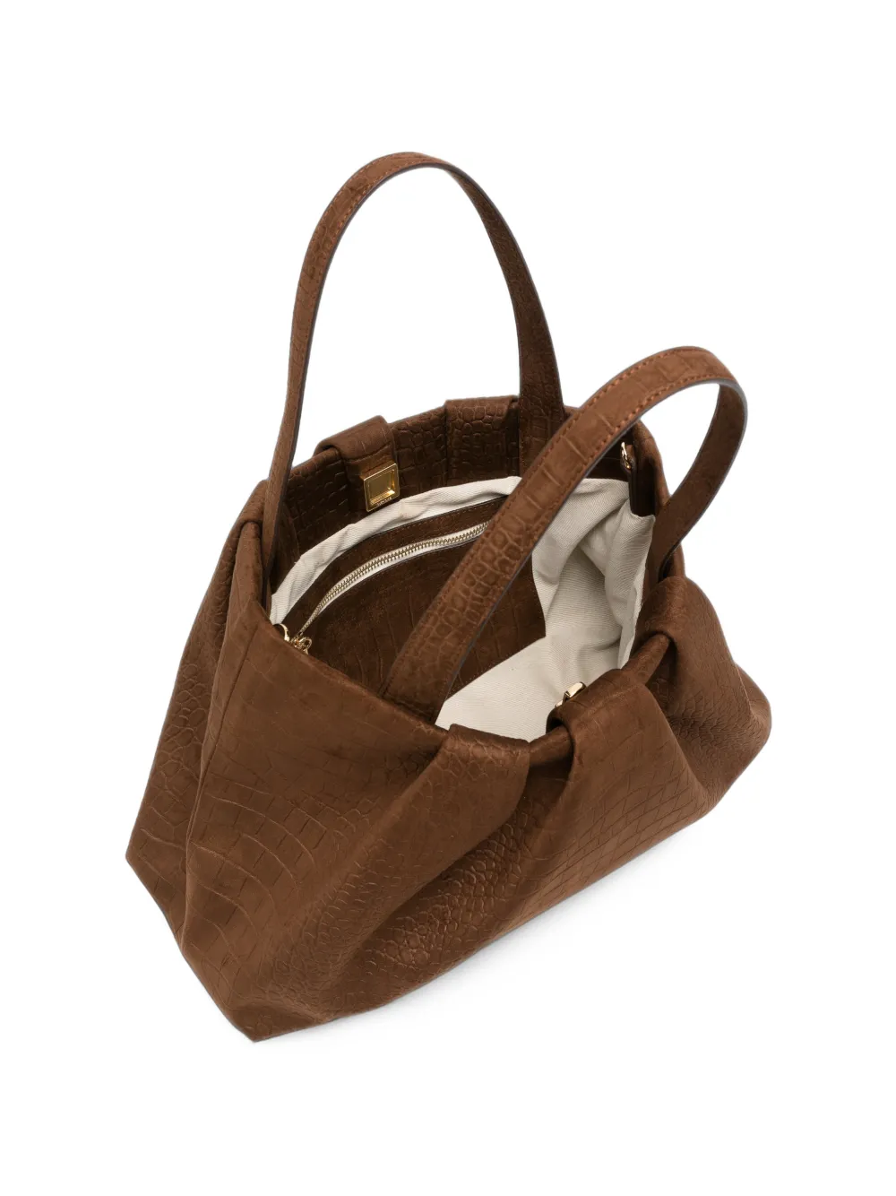 Themoirè Athena croc-effect shoulder bag Bruin
