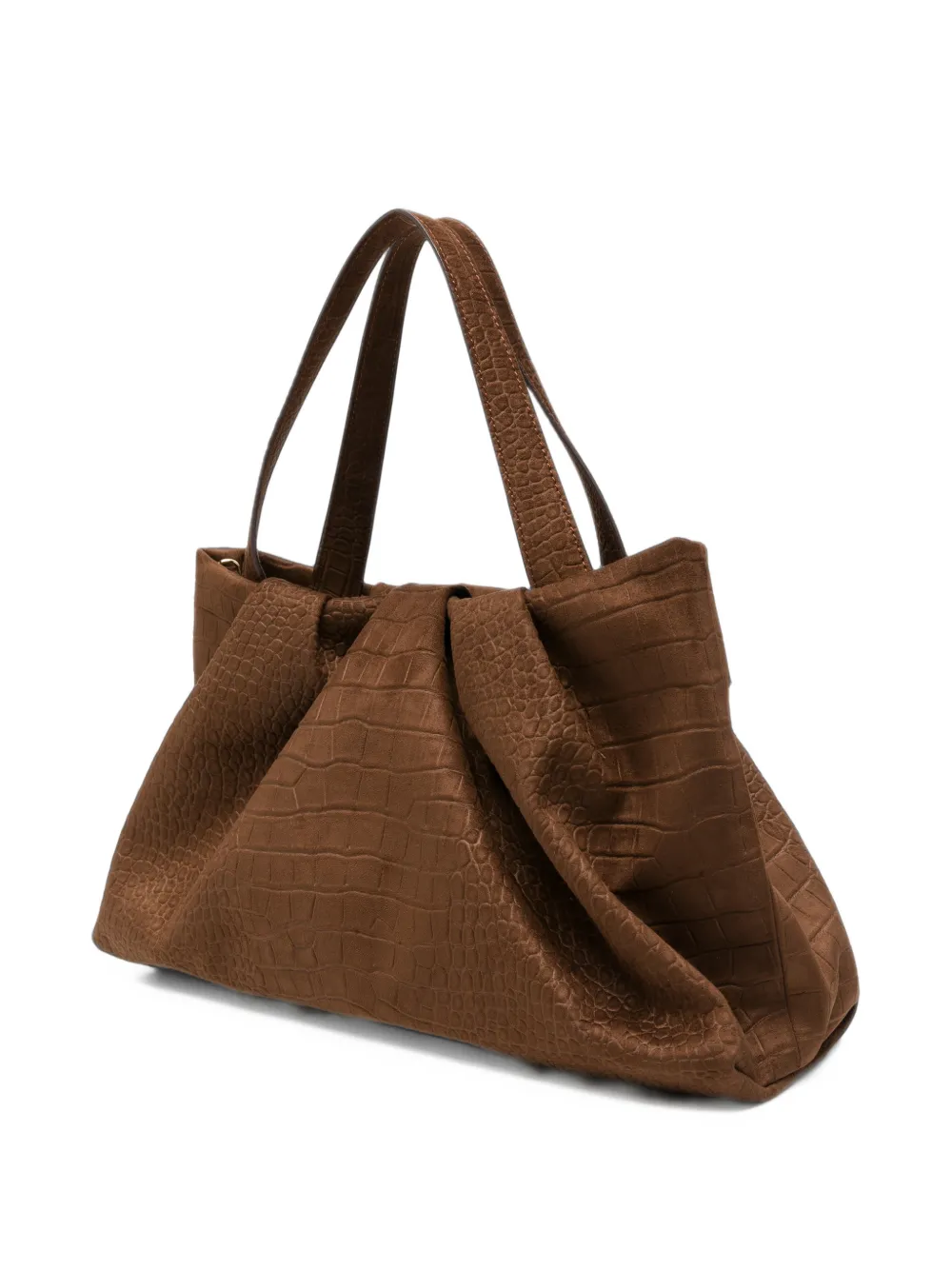 Themoirè Athena croc-effect shoulder bag Bruin