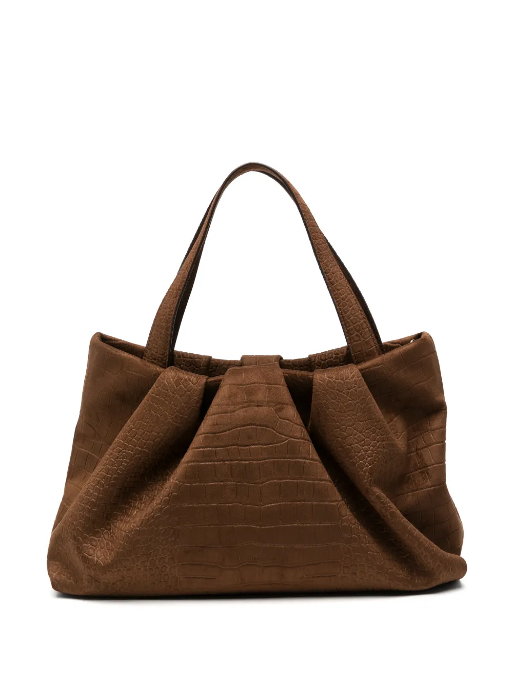 Themoirè Athena croc-effect shoulder bag - Marrone