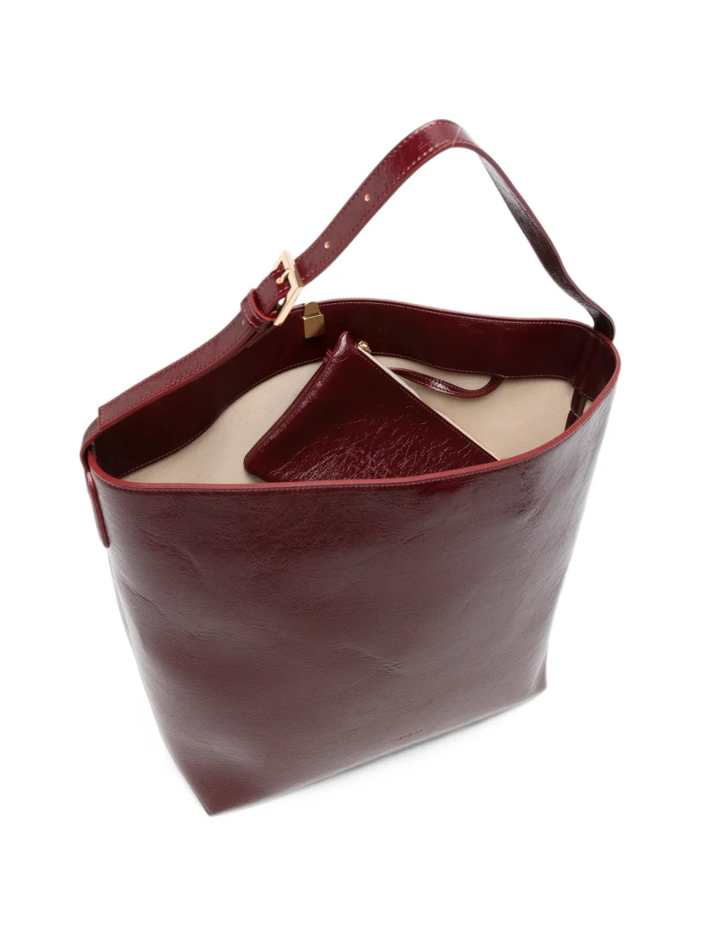 Themoirè Zoe patent-finish shoulder bag Rood