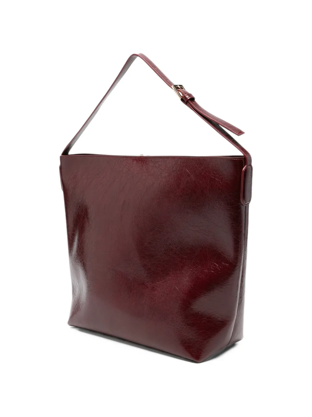 Themoirè Zoe patent-finish shoulder bag Rood