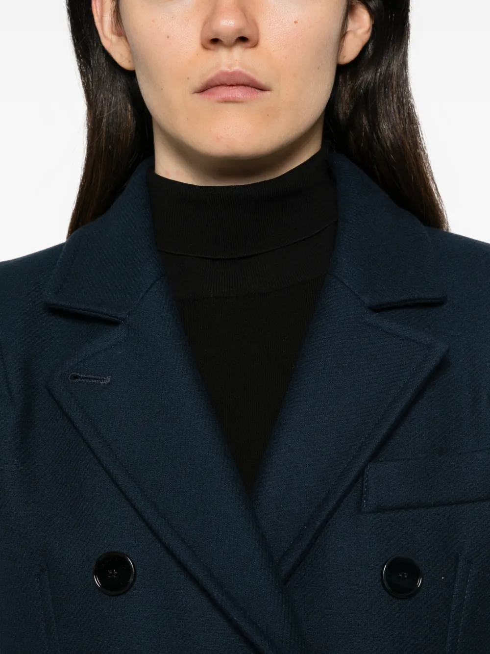 Patrizia Pepe double-breasted wool-blend coat Blauw