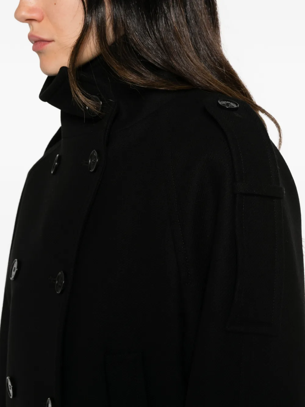Patrizia Pepe double-breasted epaulette jacket Zwart