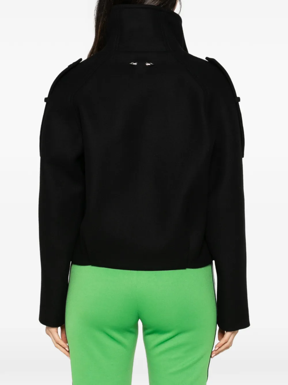 Patrizia Pepe double-breasted epaulette jacket Zwart