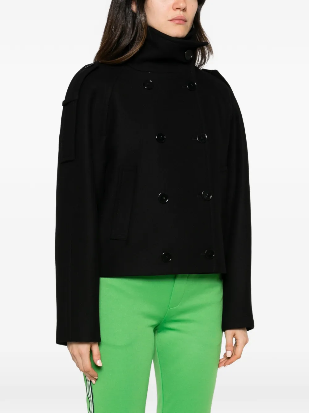 Patrizia Pepe double-breasted epaulette jacket Zwart