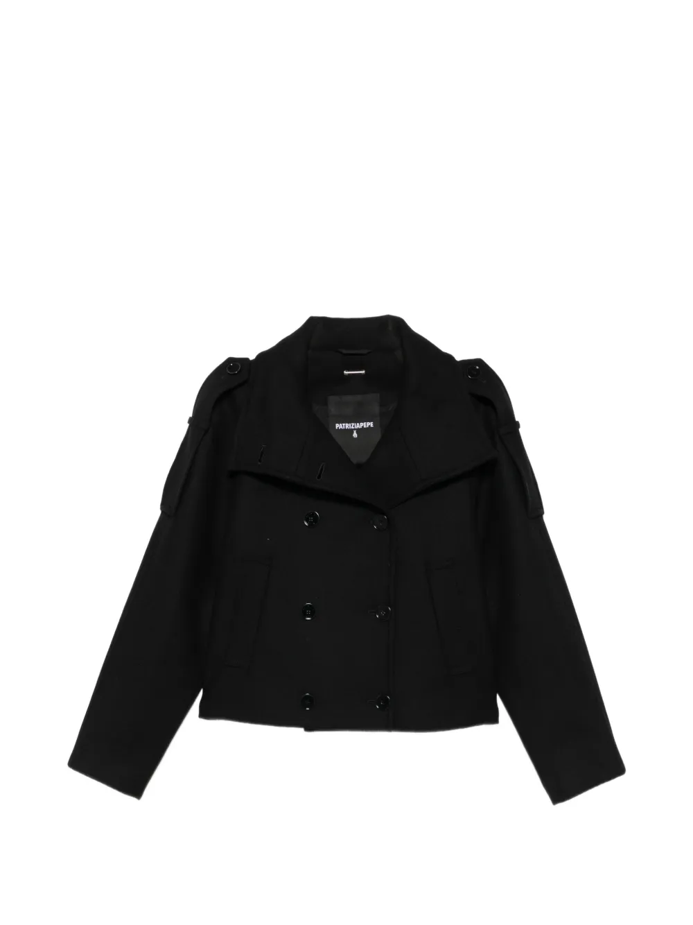 Patrizia Pepe double-breasted epaulette jacket Zwart