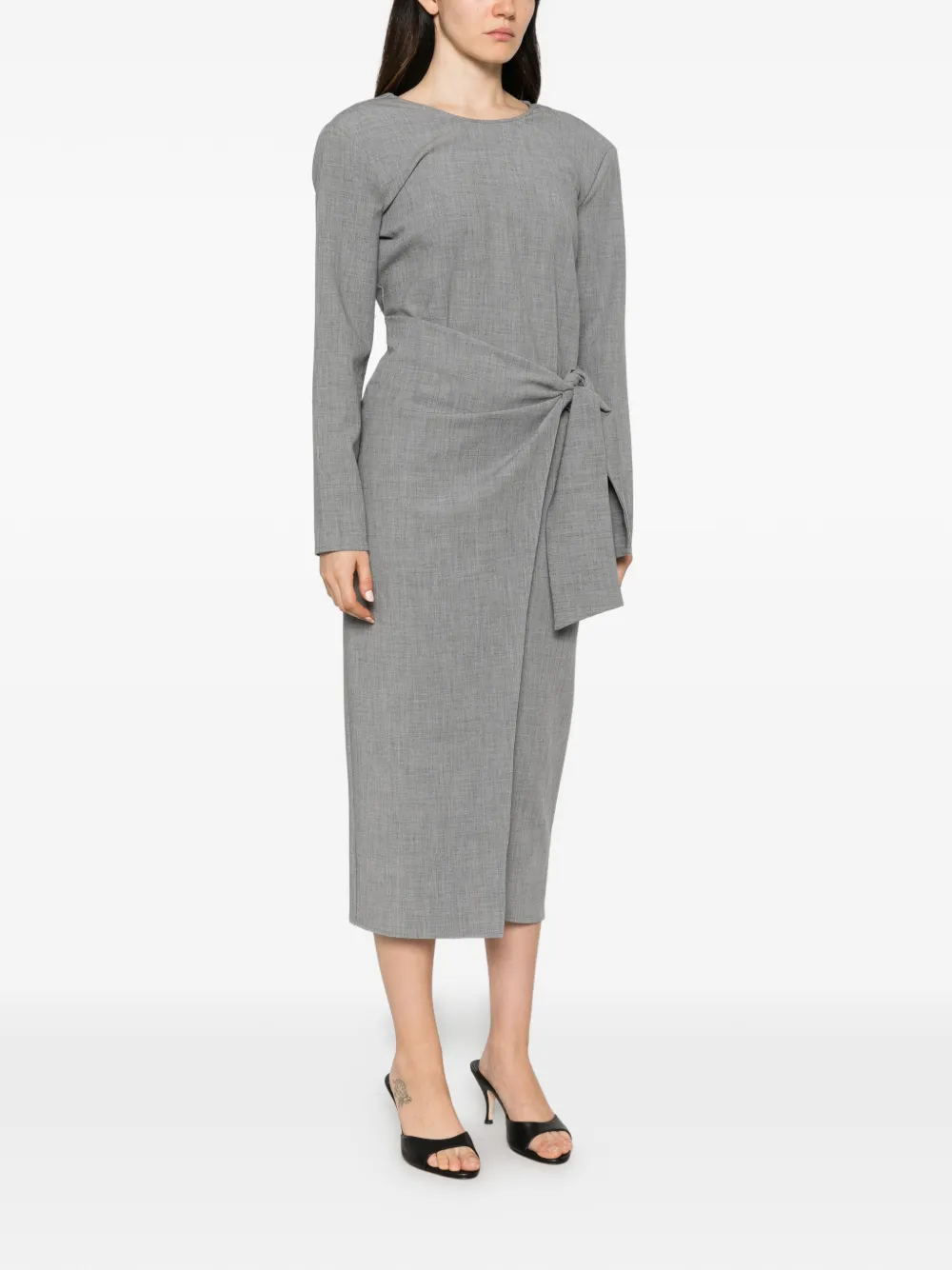 Patrizia Pepe tie-waist midi dress Grijs