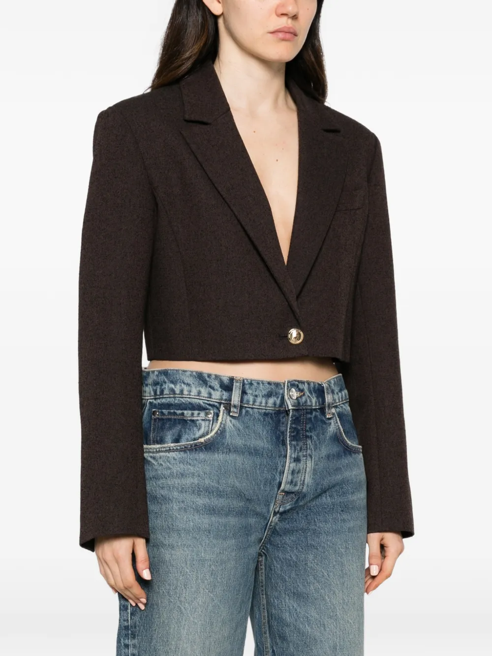 Patrizia Pepe bouclé cropped jacket Bruin