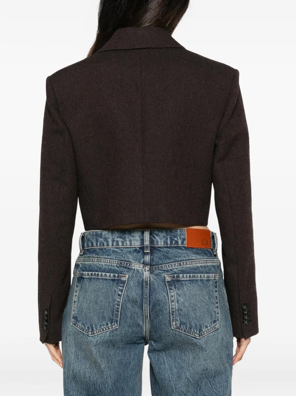 Patrizia Pepe bouclé cropped jacket Bruin
