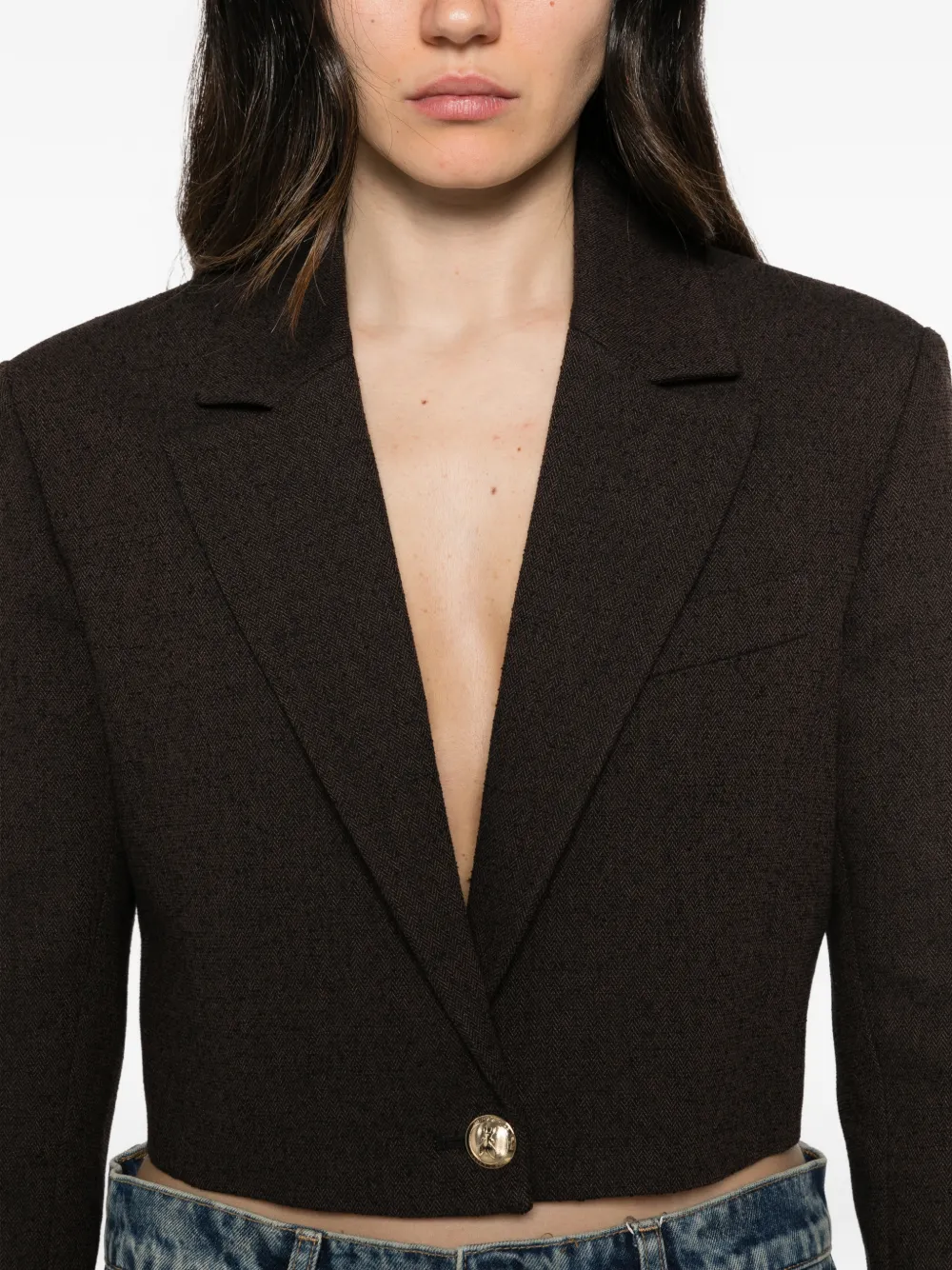 Patrizia Pepe bouclé cropped jacket Bruin
