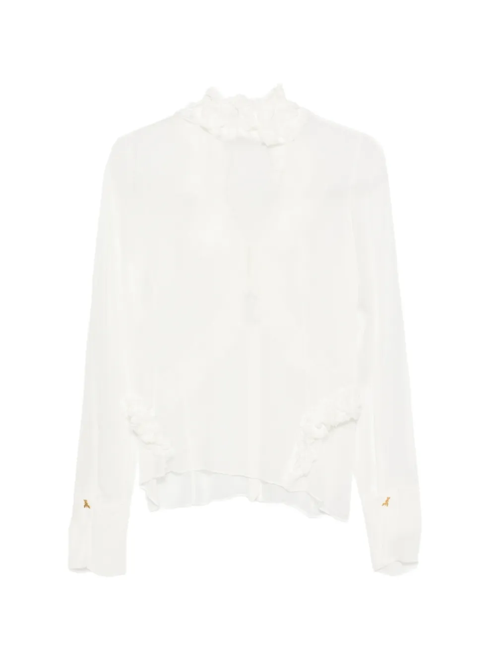 Patrizia Pepe ruffled sheer shirt Wit
