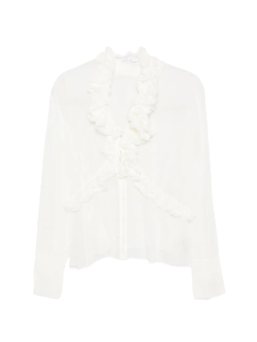 Patrizia Pepe ruffled sheer shirt Wit