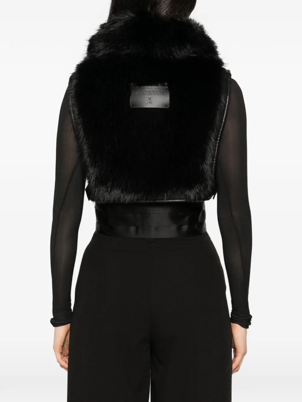 Patrizia Pepe faux-fur high-neck gilet Zwart