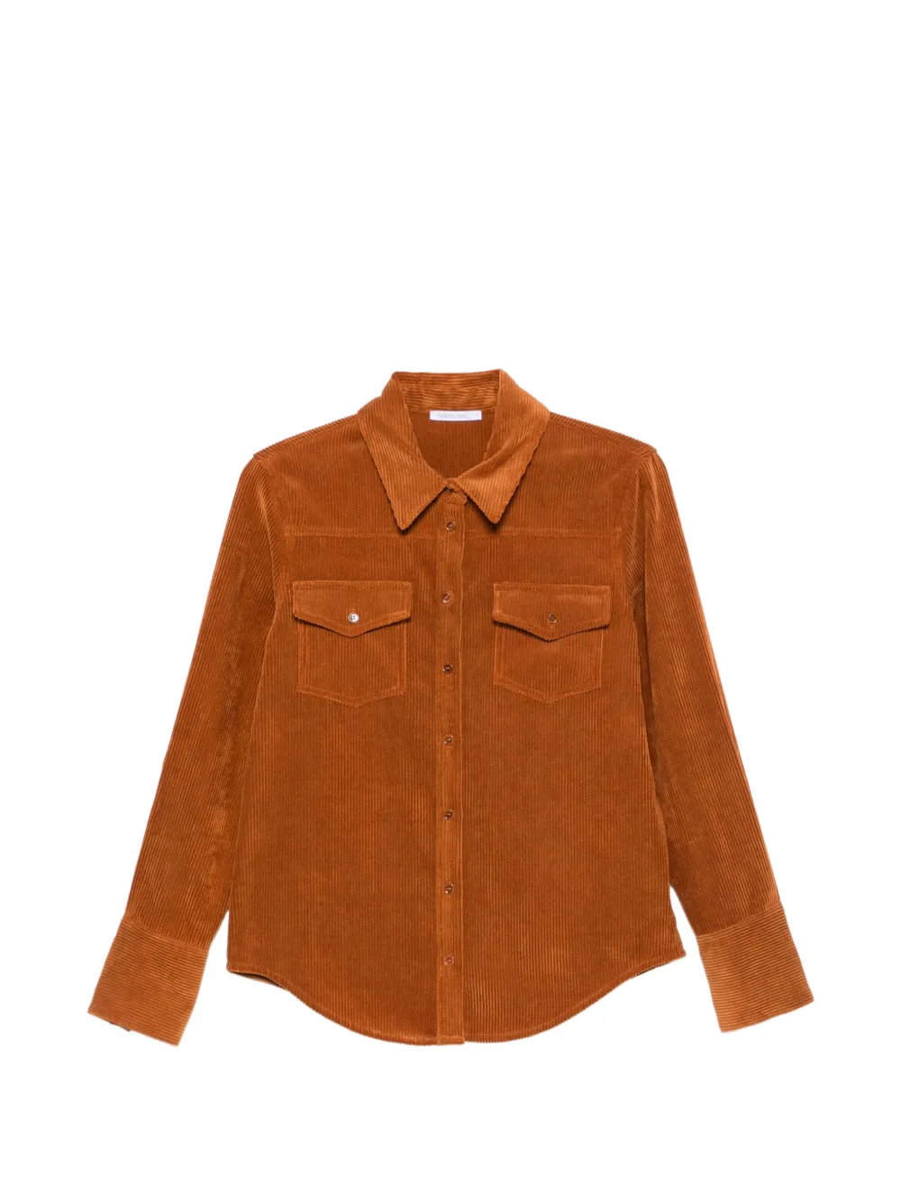 Patrizia Pepe fine-corduroy flap-pocket shirt Bruin
