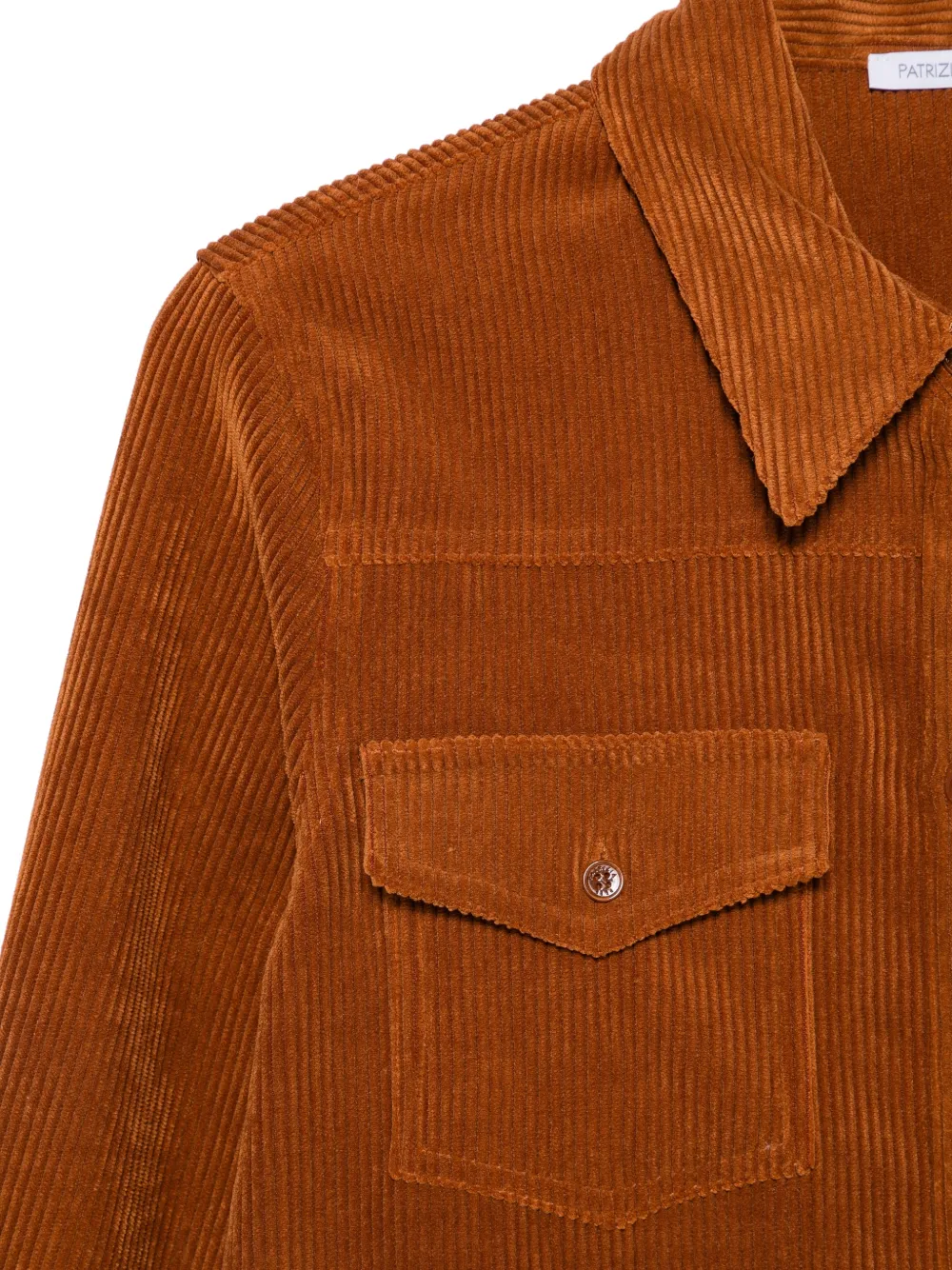 Patrizia Pepe fine-corduroy flap-pocket shirt Bruin