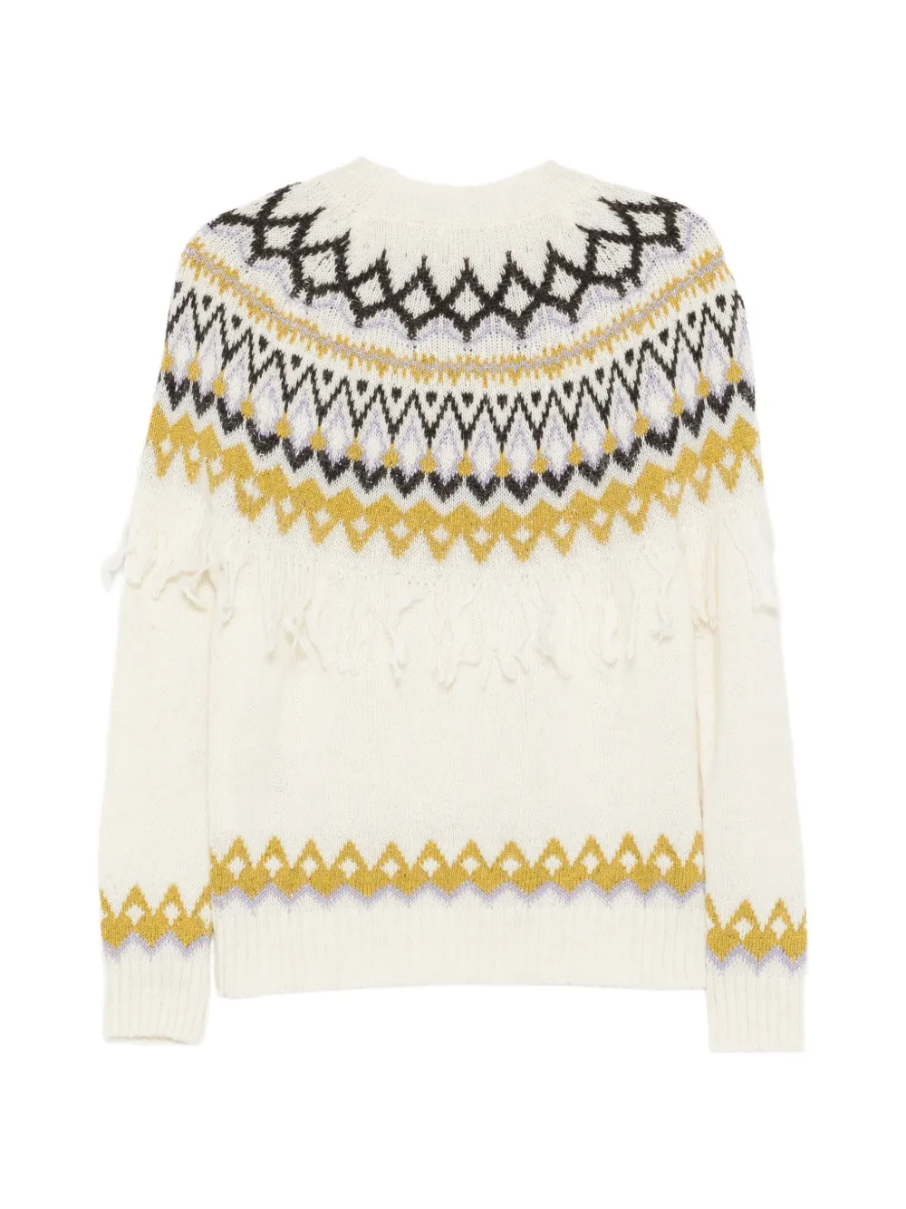 Patrizia Pepe fringed Fair Isle sweater Beige