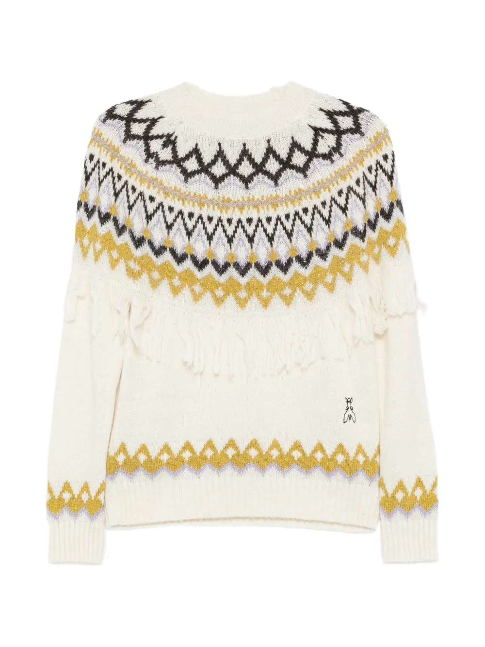 Patrizia Pepe fringed Fair Isle sweater Beige