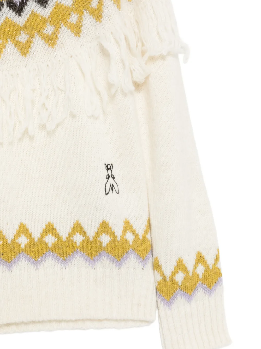 Patrizia Pepe fringed Fair Isle sweater Beige