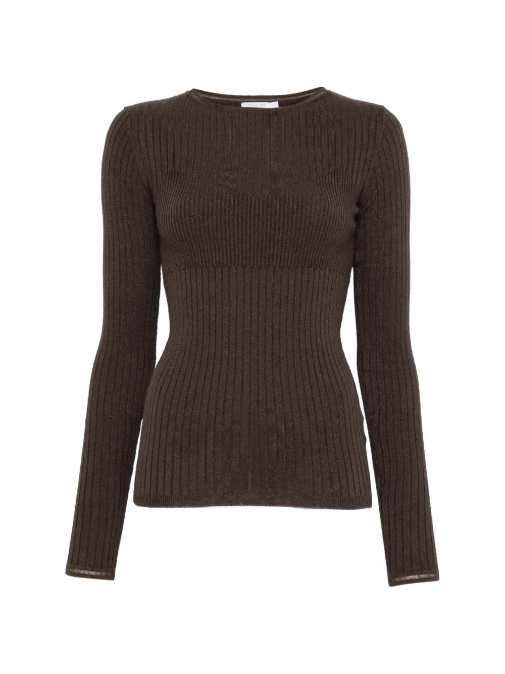 Patrizia Pepe rib-knit slim-fit sweater Bruin