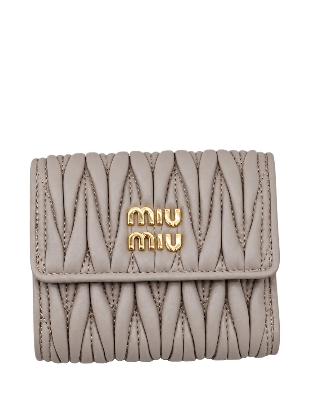 Miu Miu Matelassé nappa leather small wallet - Grigio
