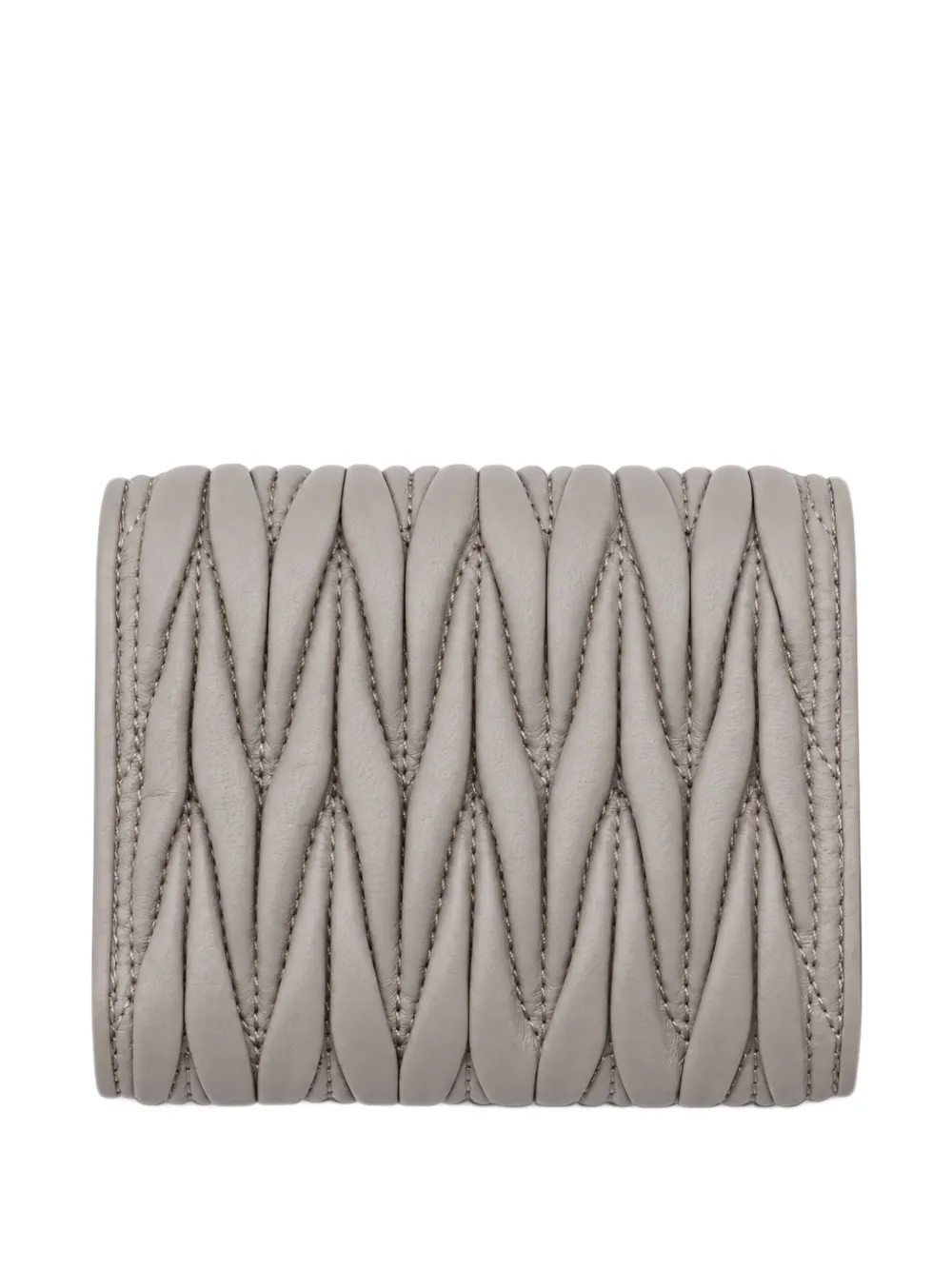 Miu Matelassé nappa leather small wallet Grijs