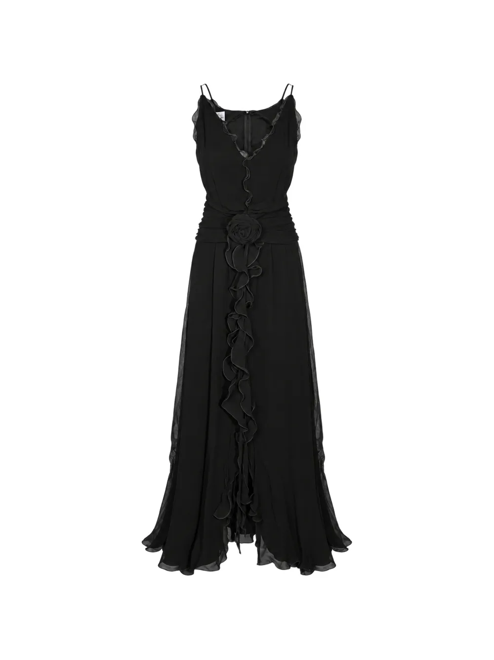 Blumarine ruffled rose-detail maxi dress Zwart