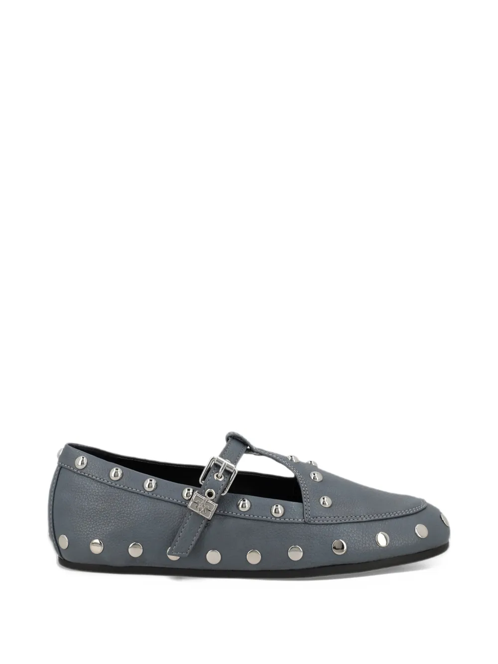 GANNI studded buckle-strap ballet flats - Grigio