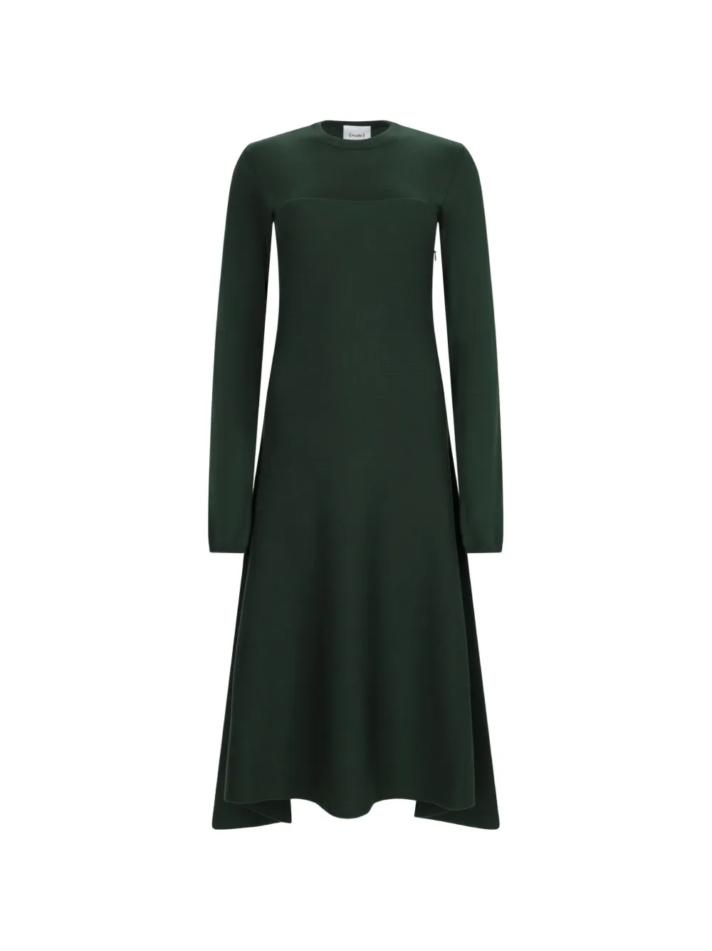 Nude long-sleeve knitted midi dress - Green