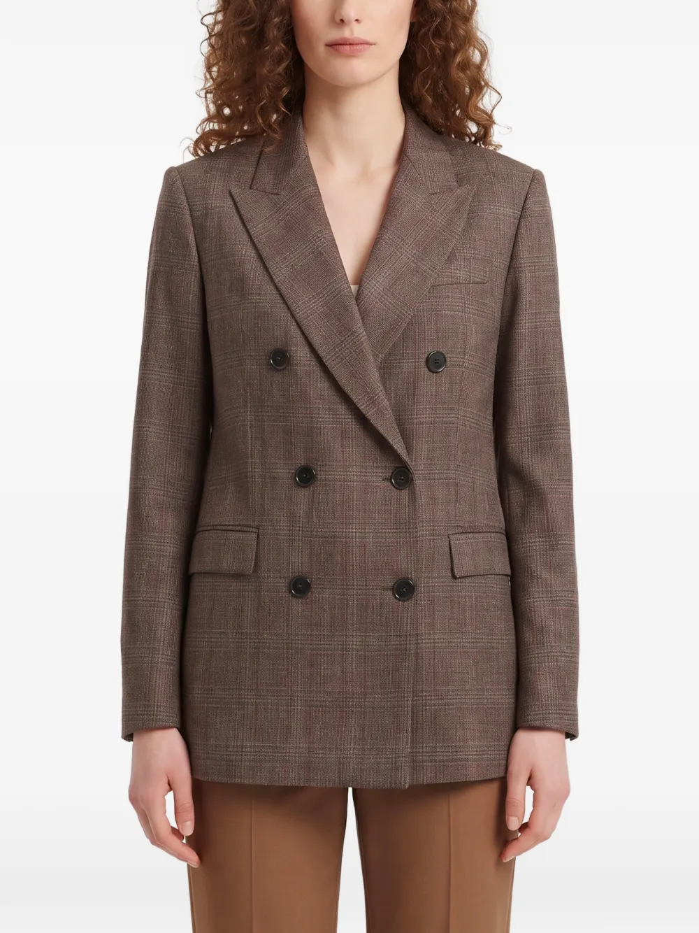 SUTTON NEW YORK double-breasted Prince of Wales check jacket - Brown