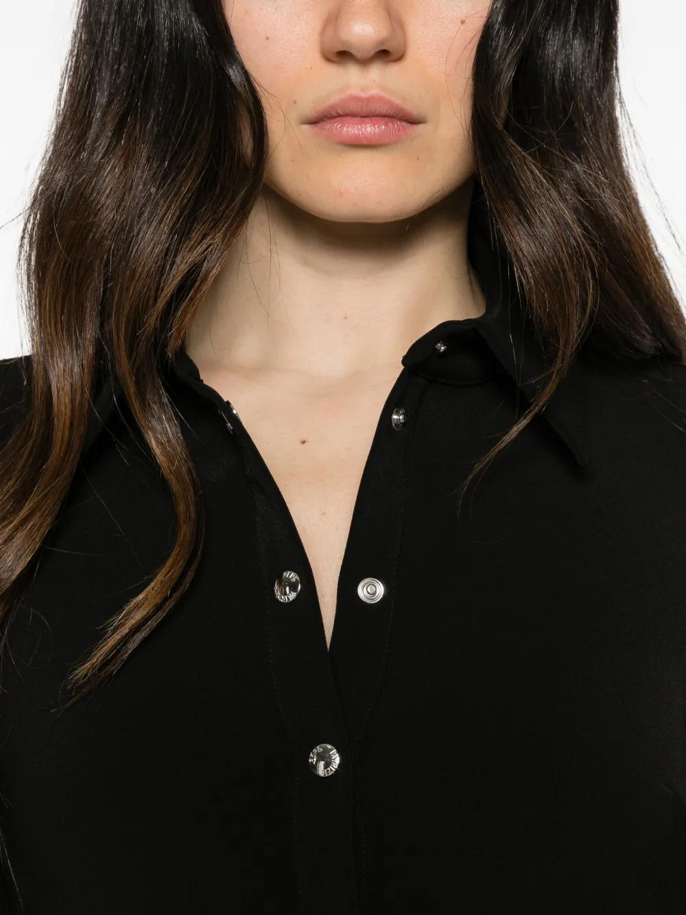 Patrizia Pepe ruched shirt mini dress Zwart