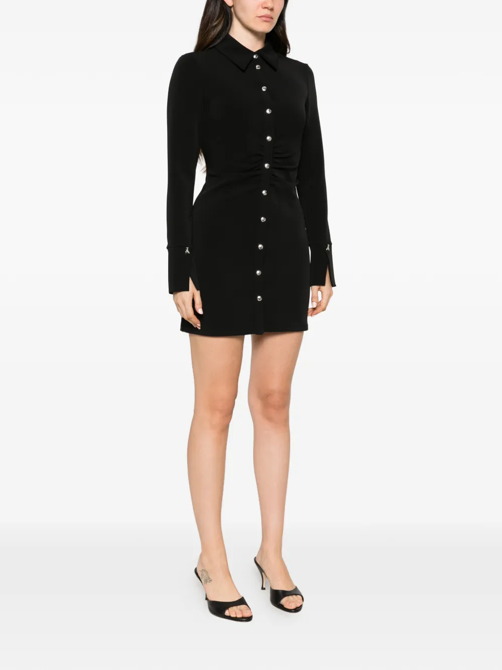 Patrizia Pepe ruched shirt mini dress Zwart