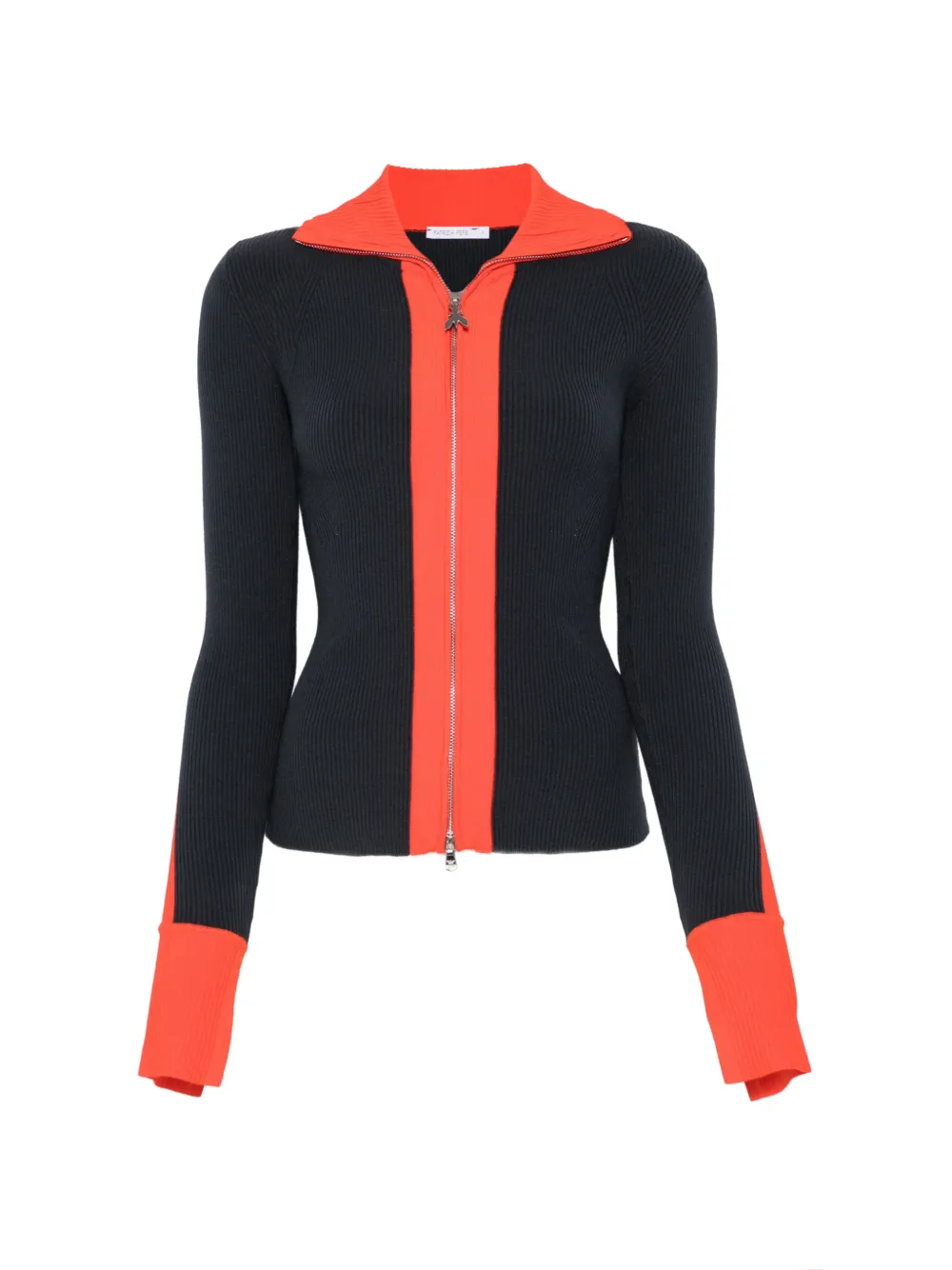 Patrizia Pepe ribbed-knit zip-up cardigan Blauw