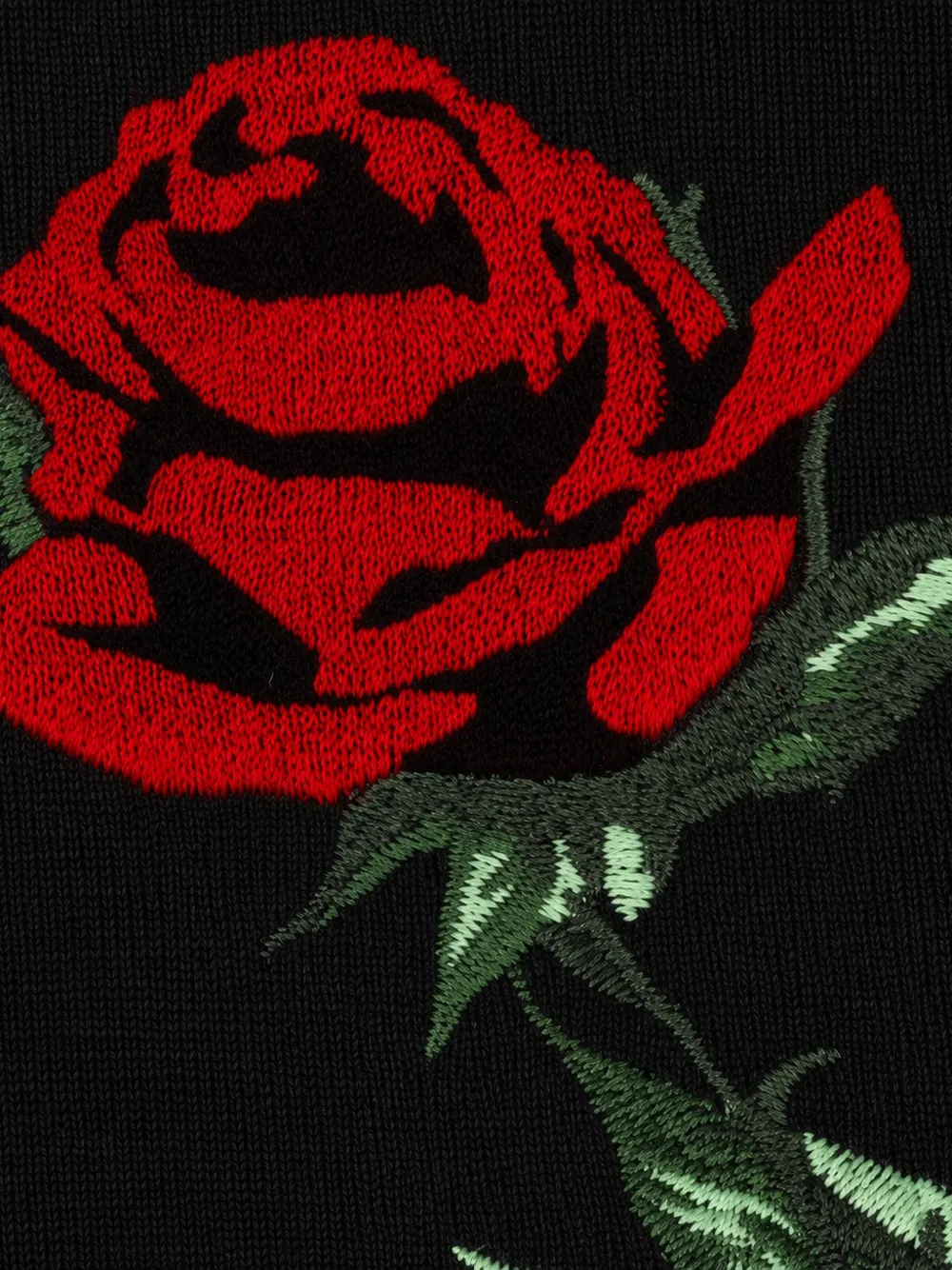 Blumarine rose-embroidered ruffled-trim sweater Zwart