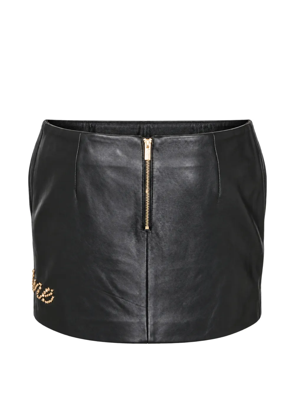 Blumarine stud-embellished leather mini skirt Zwart