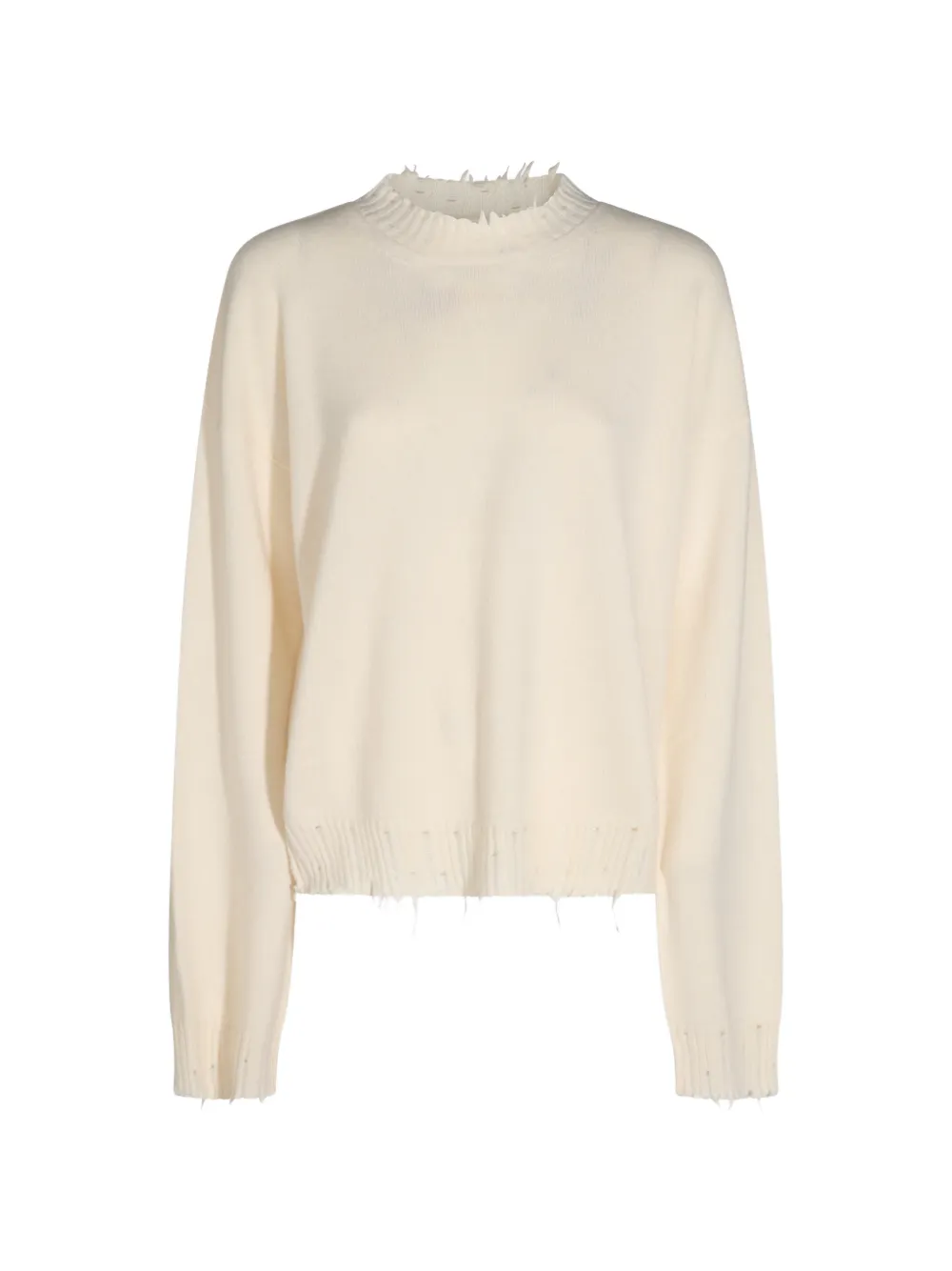 Uma Wang distressed-effect crew-neck sweater - Neutrals