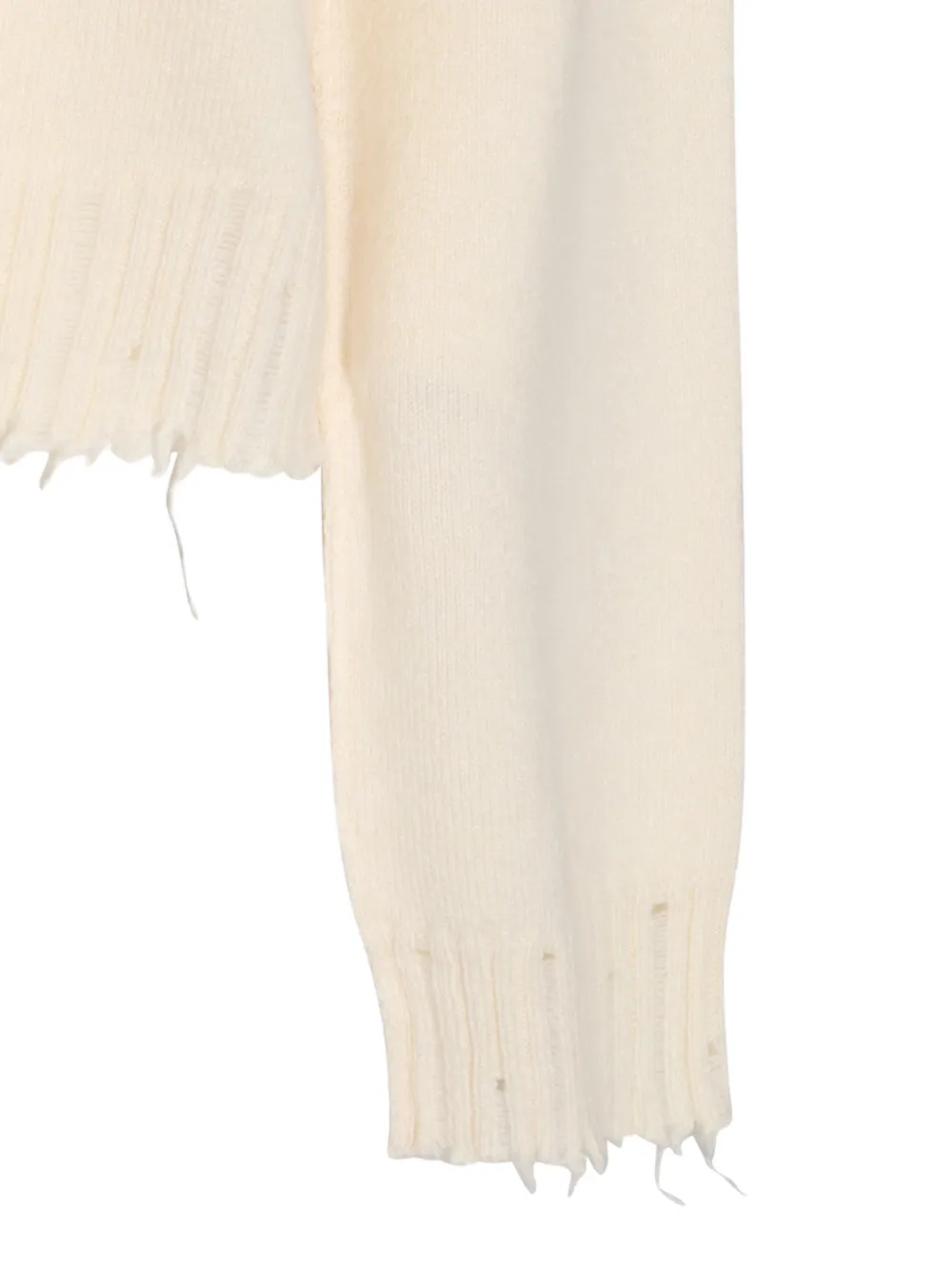 Uma Wang distressed-effect crew-neck sweater Beige