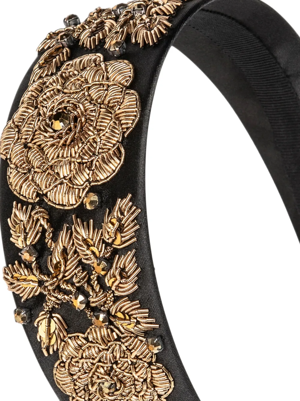 Jennifer Behr Paloma floral-embroidered headband Zwart