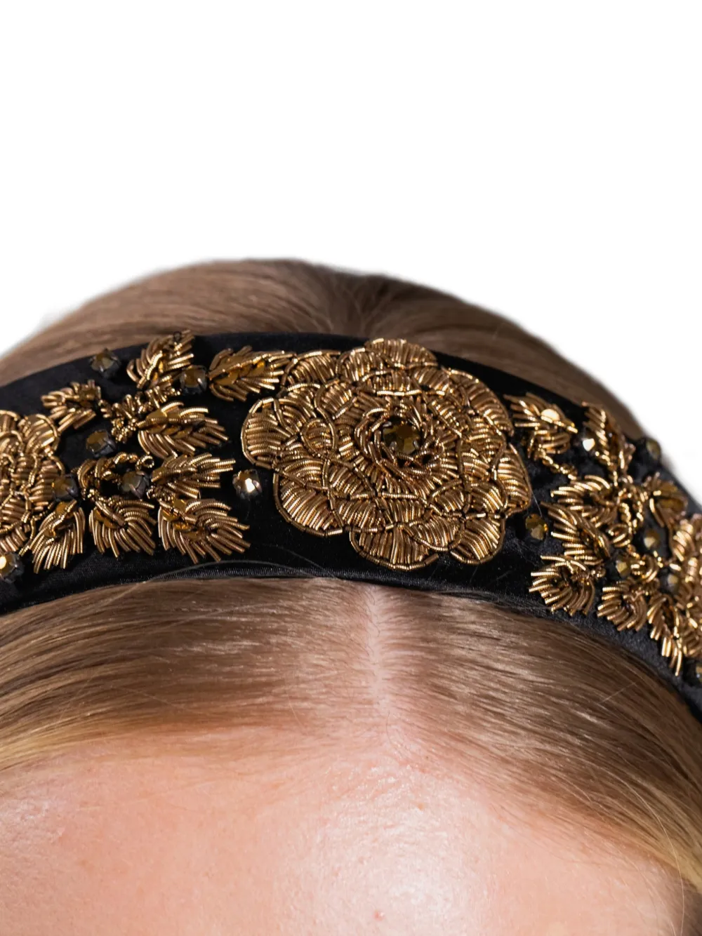 Jennifer Behr Paloma floral-embroidered headband Zwart