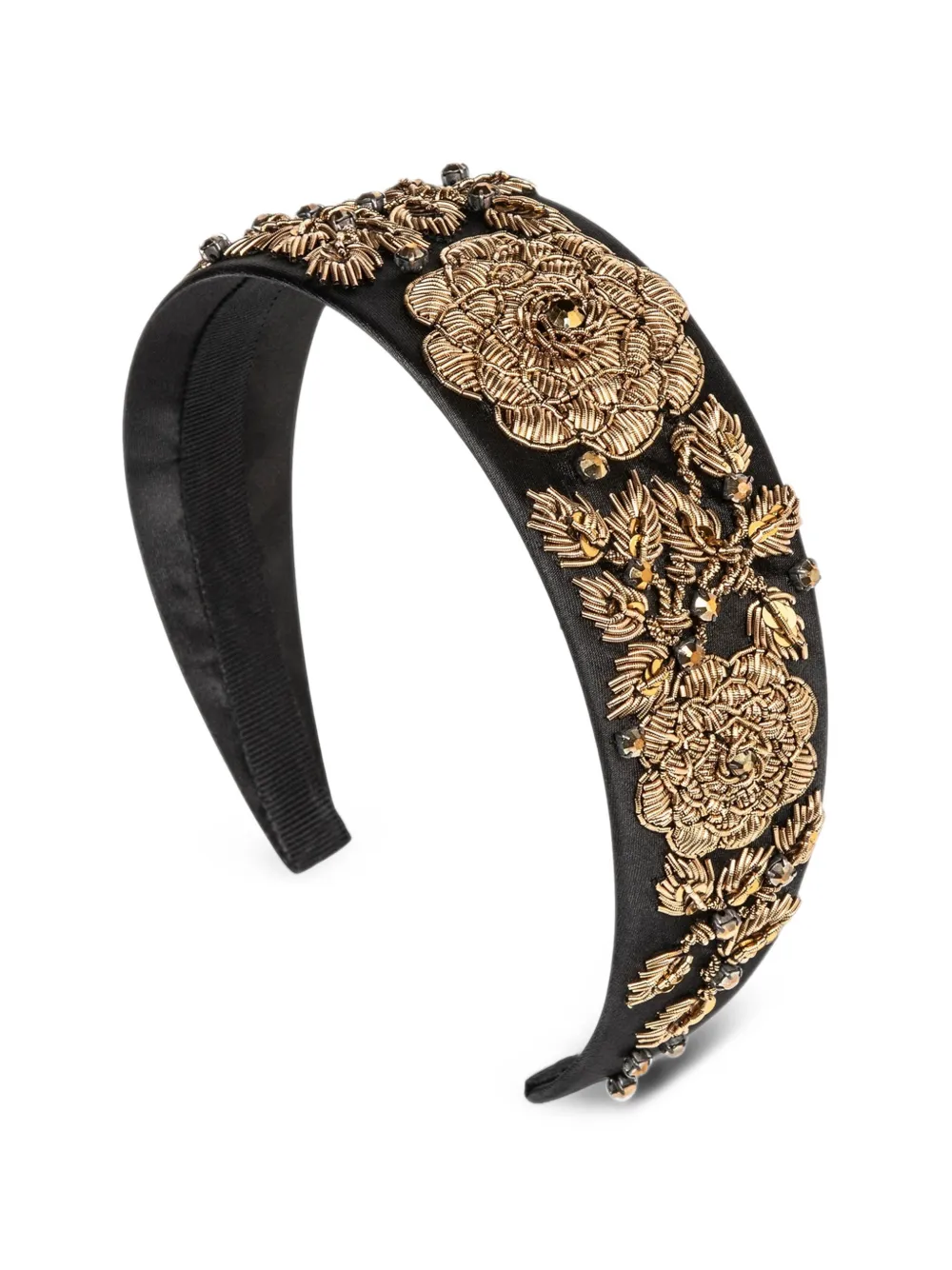 Jennifer Behr Cerchietto Paloma con ricamo a fiori - Nero