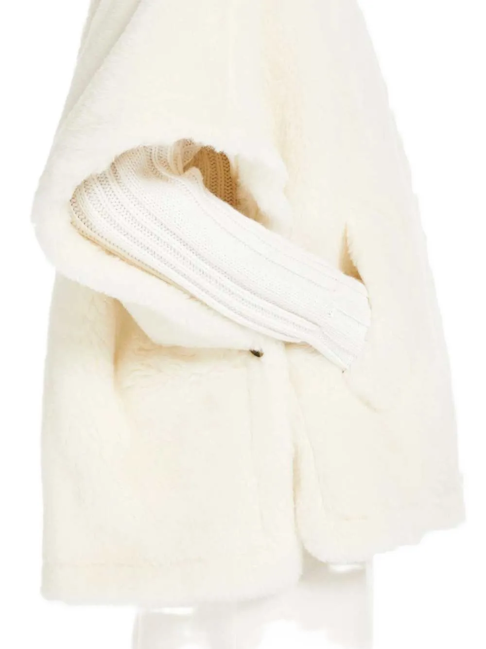 Max Mara Teddy cape van alpaca en wol optisch wit Beige